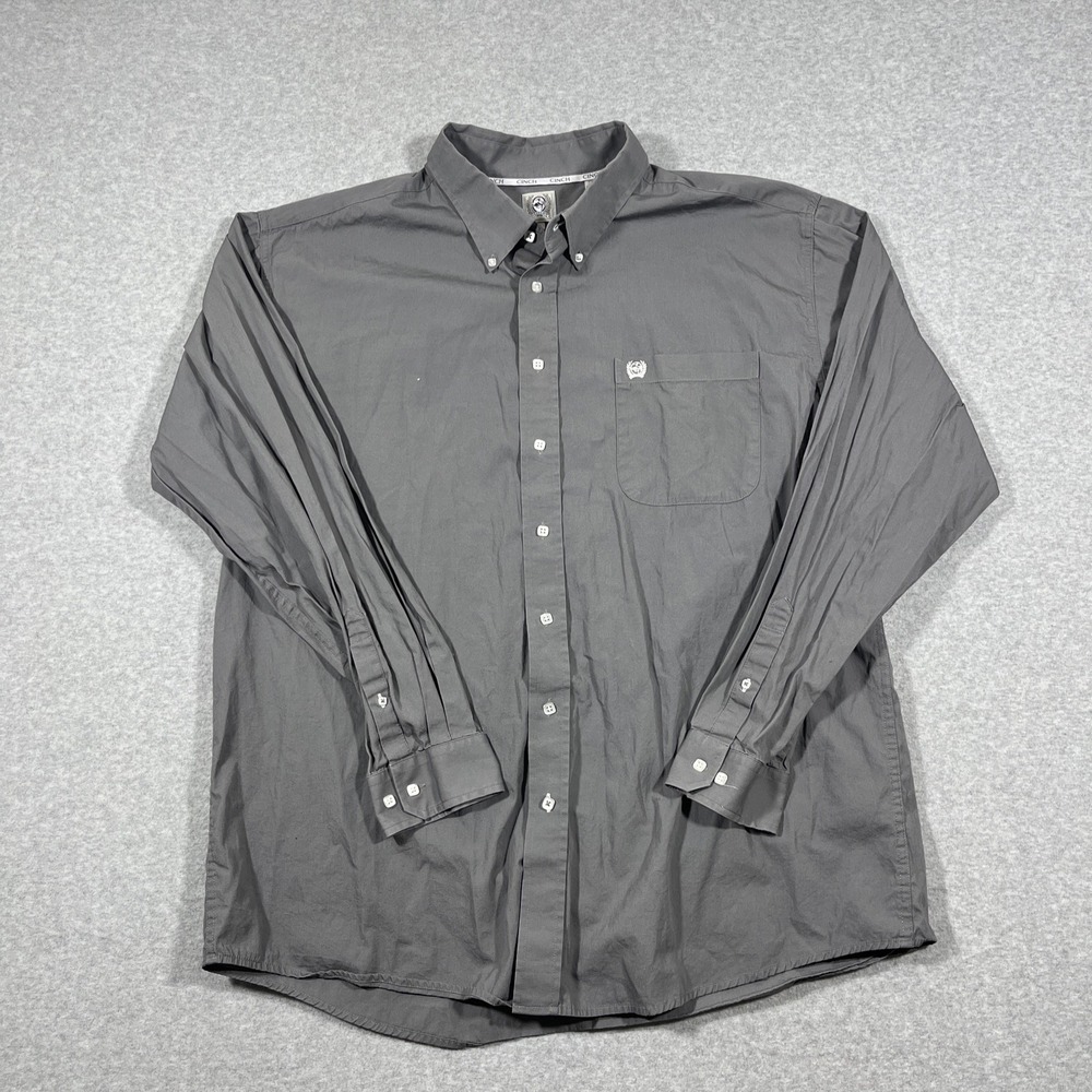 Cinch Western Shirt Button Down Men's Size XL Grey Cowboy Rodeo Long Sleeve